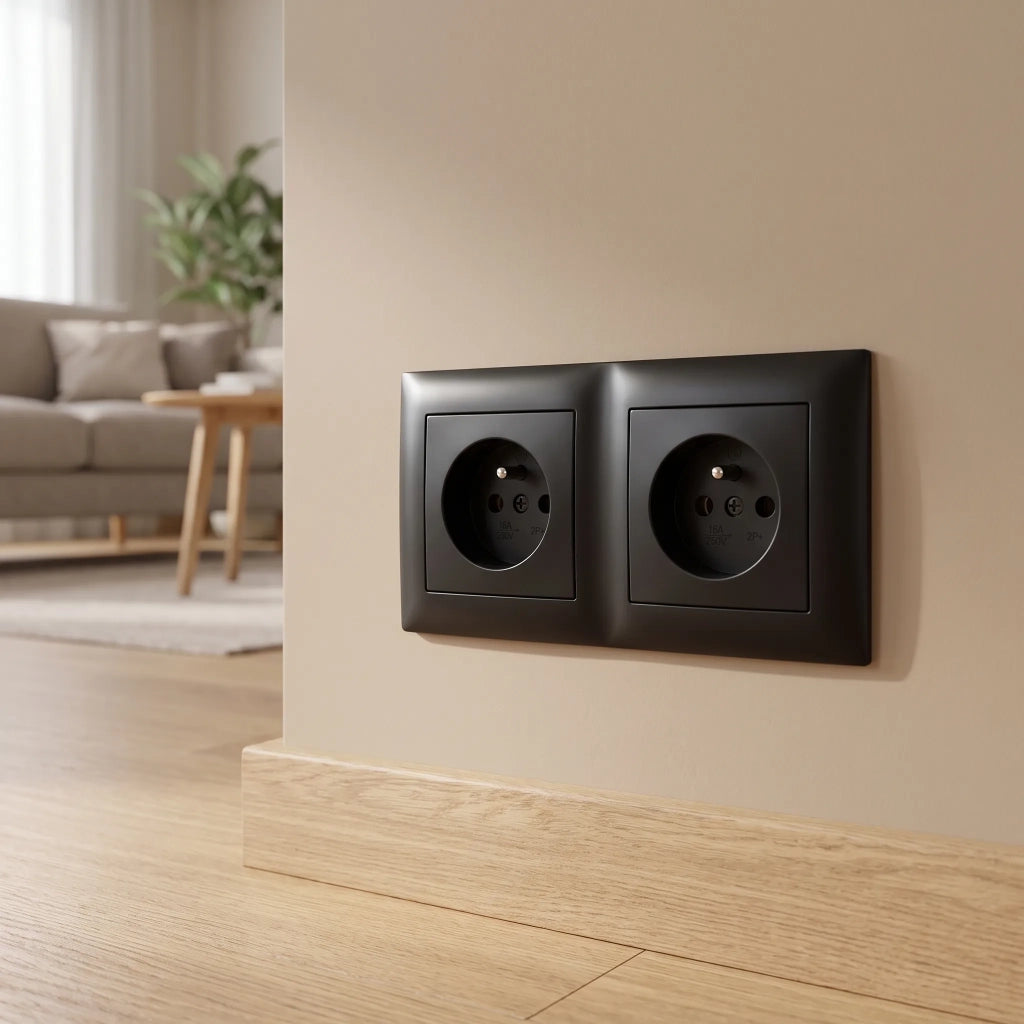 Placca Doppia Per Prese Oste Jnh014-2f Black