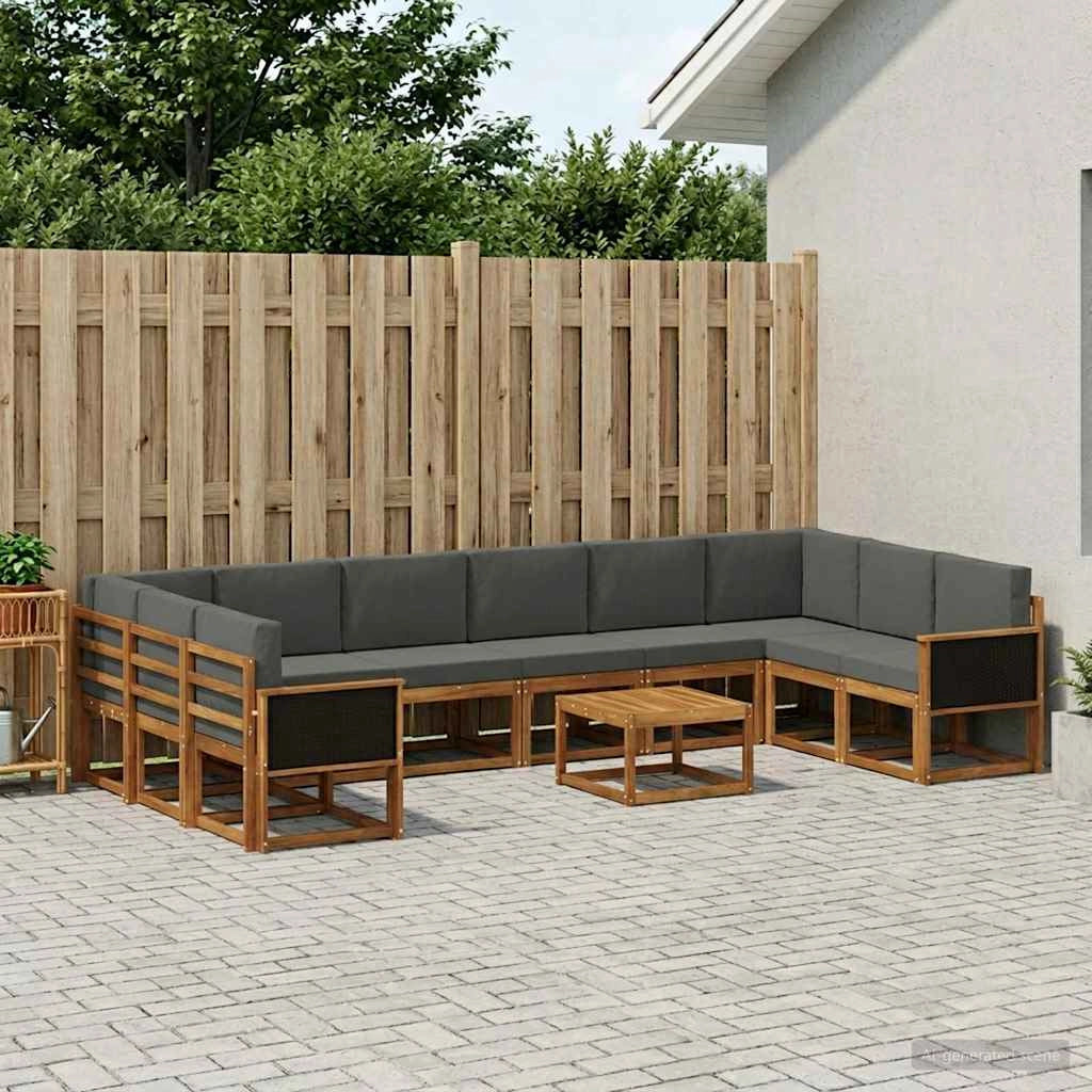 Set di divani da esterno 11 pz Naturale e Antracite 3385583