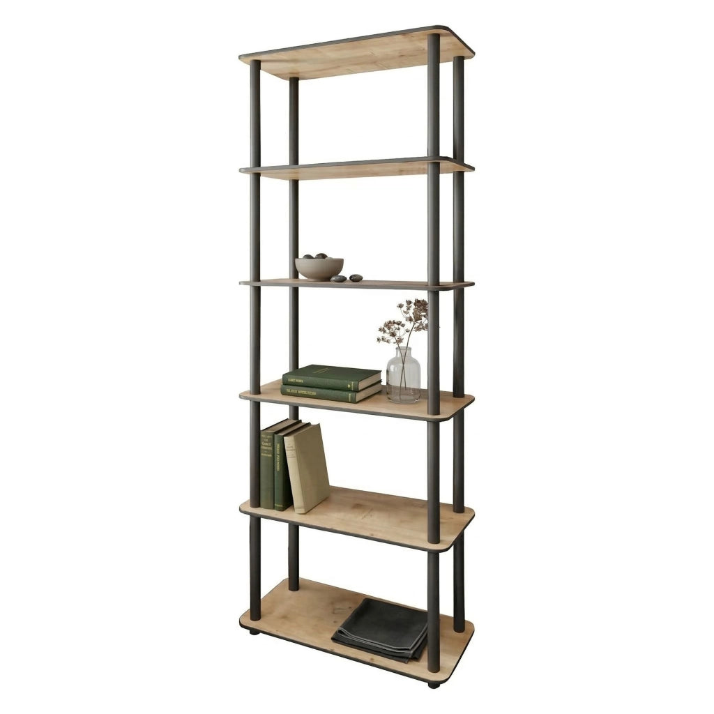 Biblioteca Nervina, Libreria 4 Ripiani, 60x30x173h cm Marrone Rovere