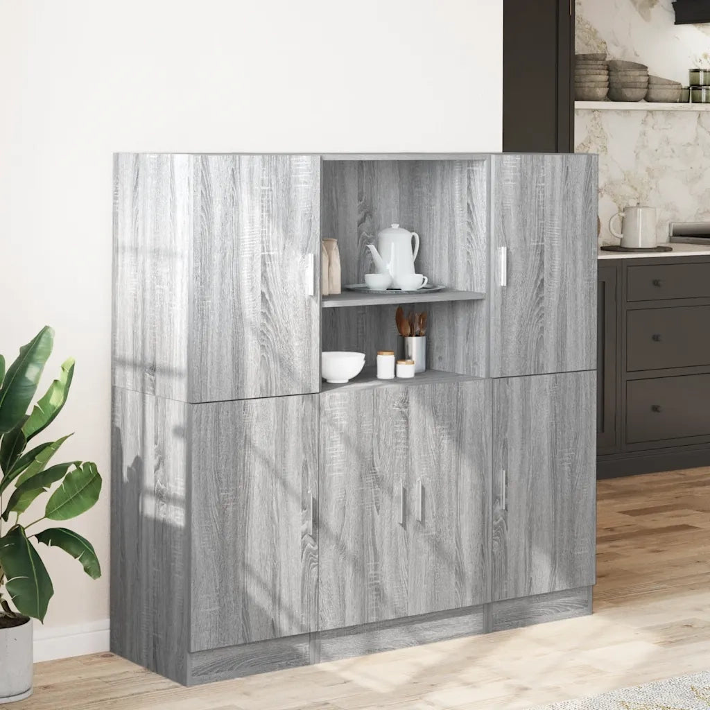 Set di Mobili da Cucina 3 pz Grigio Sonoma in Truciolato 3324156