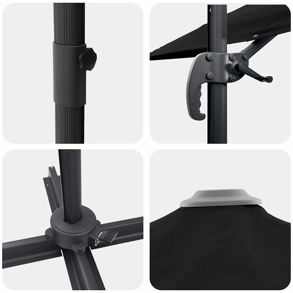 Parasol Roma Nero 286 x 284 x 265 cm Alluminio e Poliestere 42003339