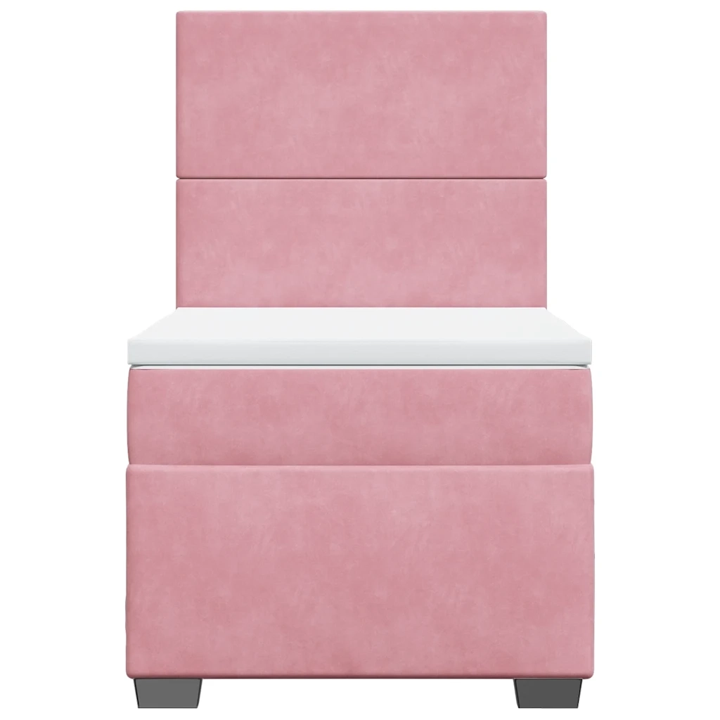 Giroletto a Molle con Materasso Rosa 100x200 cm in Velluto