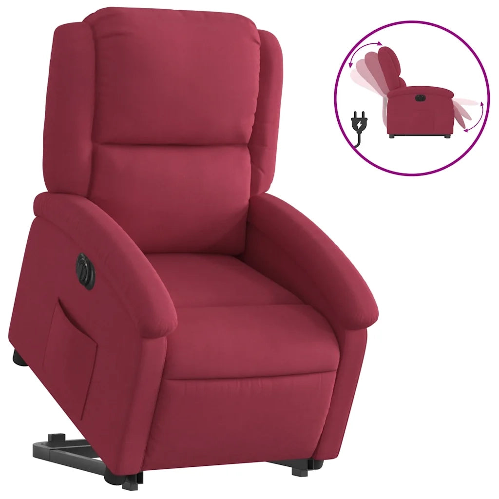 vidaXL Poltrona Alzapersona Reclinabile Elettrica Rosso Vino Velluto