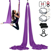 Matita Yoga Aerea - Set di Sospensione Yoga - Dimensioni 8 x 2,8 m - Capacità di Sostegno 1000 kg - Incluso Anello di Acciaio e Maniglia di Alluminio - Incluso Set di Yogamitiche - Blu