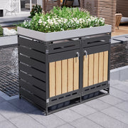 Box Portarifiuti con Fioriera ¨C MINIMAL ¨C Legno, Metallo, con Serratura