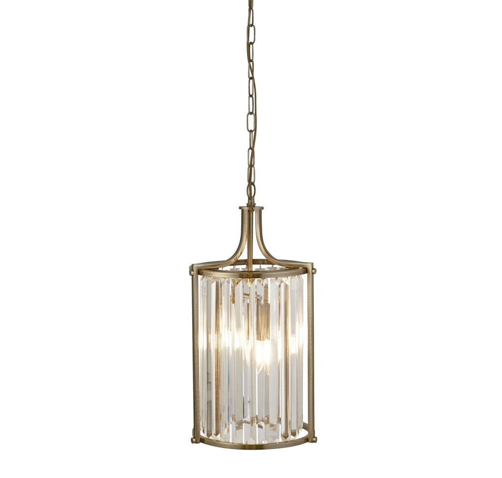 Victoria 2Lt Pendant - Metallo ottone anticato e cristallo trasparente