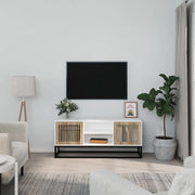 Mobile Porta TV Bianco 105x30x45cm in Legno Multistrato e Ferro 352097