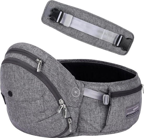 Draagzak con Sede Hip - 3-in-1 Leggero per Neonati fino a Bambini - 0-36 mesi - Serie a Pieghe - Grigio Chiaro