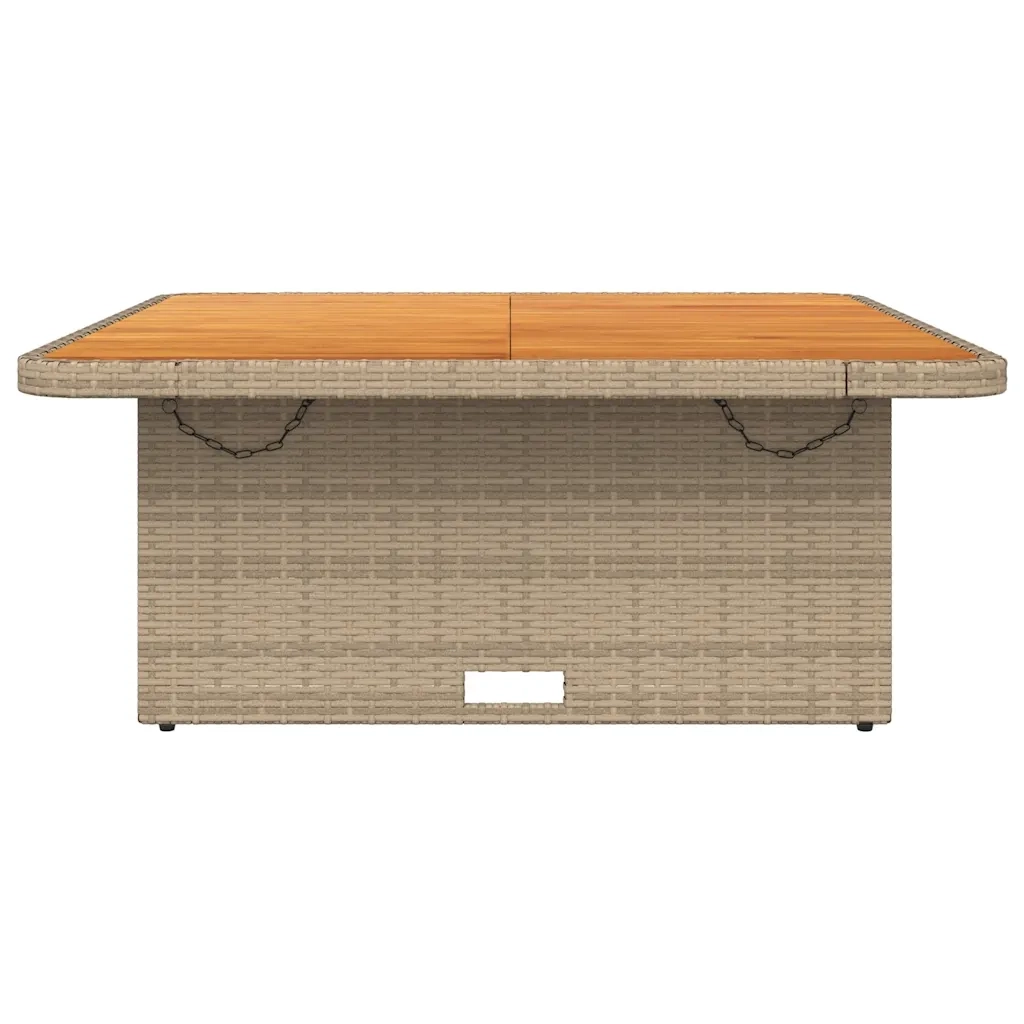 Tavolo da Giardino | Tavolino da esterno Beige 110x110x71cm Polyrattan e Legno Acacia