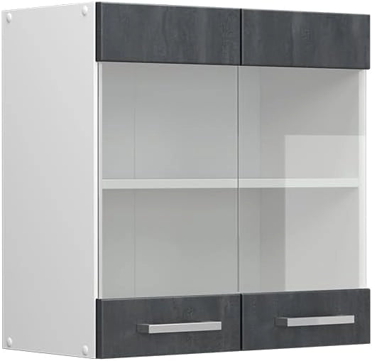 Frontale cucina R-Line, Calcestruzzo nero, 59.2 x 59 cm frontale del mobile per pensile con vetro