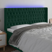 Testiera a LED Verde Scuro 203x16x118/128 cm in Velluto 3124453