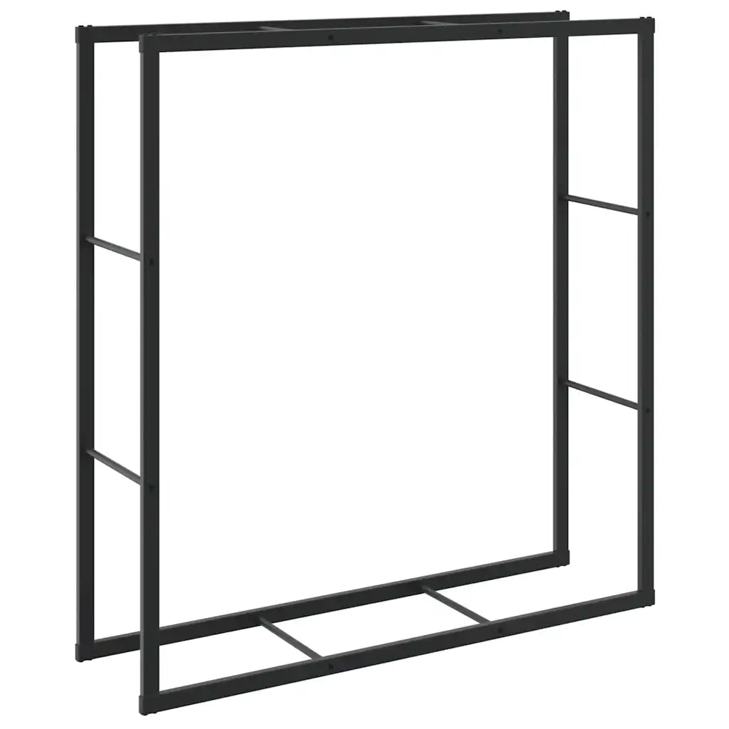 Rastrelliera per Legna da Ardere-Portalegna Nera 110x30x116 cm in Acciaio