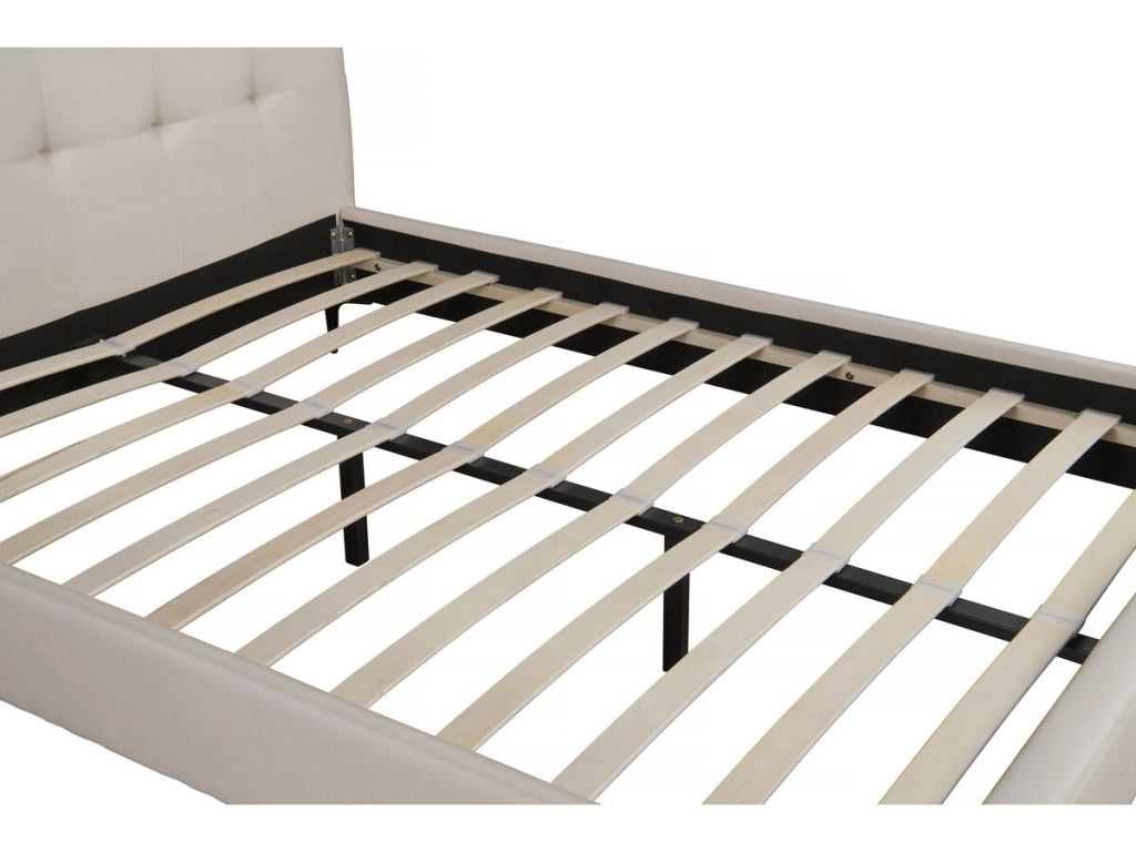 Letto matrimoniale in tessuto imbottito "Aspen" da 140 x 190 cm - Beige