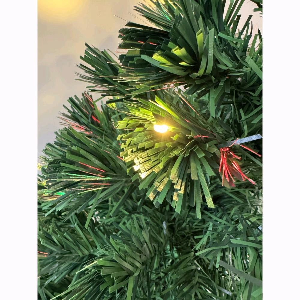 Albero di Natale con Fibre Ottiche Multicolore + Luci LED Bianco Caldo 90 cm 90 Rami F4956