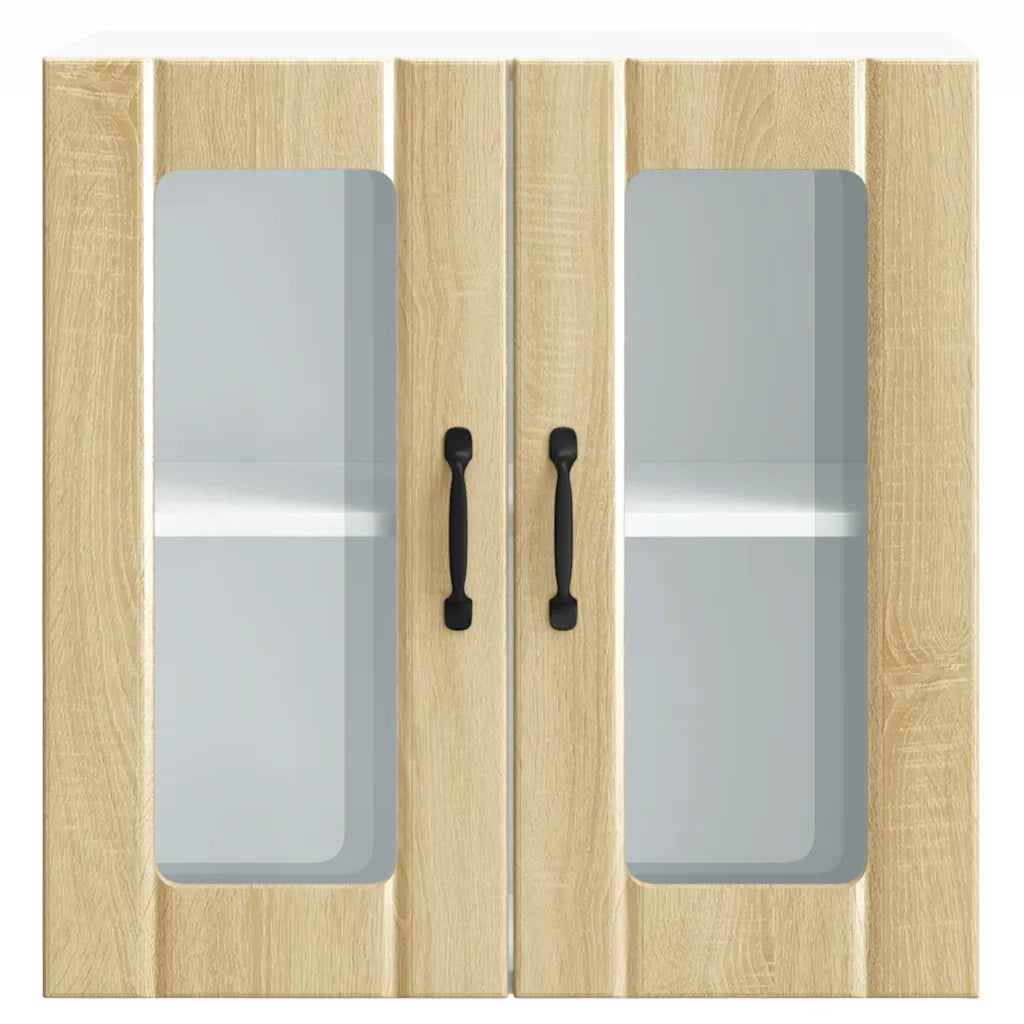 Pensile da Cucina con Porta in Vetro-Mobile Cucina da Parete Lucca Rovere Sonoma 841581
