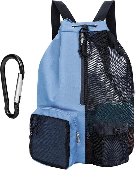 Zaino da spiaggia con corda di trascinamento e anello di aggancio, sporttas fitness (azzurro chiaro)