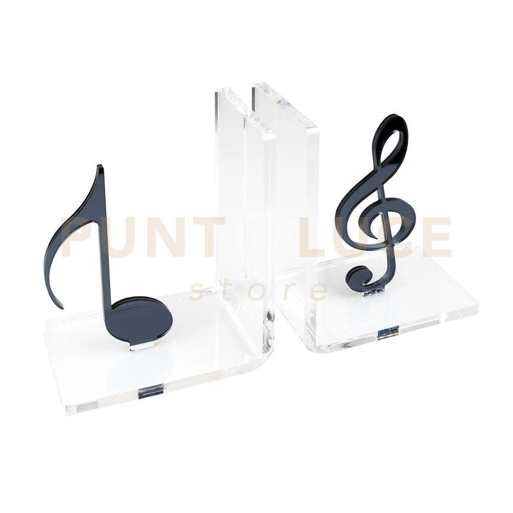 REGGILIBRO MUSICA IN CRISTALLO ACRILICO TRASPARENTE E NERO