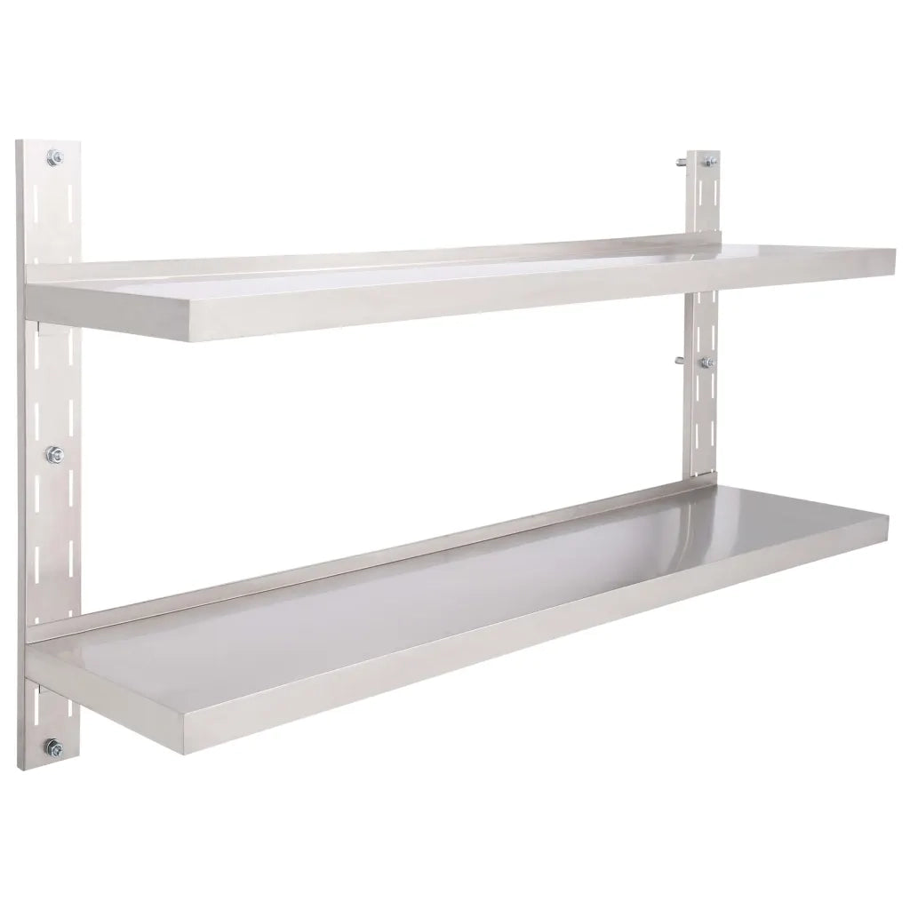 Mensola | Ripiano | Scaffale a Sospensione a 2 Livelli in Acciaio Inox 150x30 cm