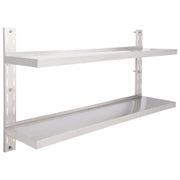 Mensola | Ripiano | Scaffale a Sospensione a 2 Livelli in Acciaio Inox 150x30 cm