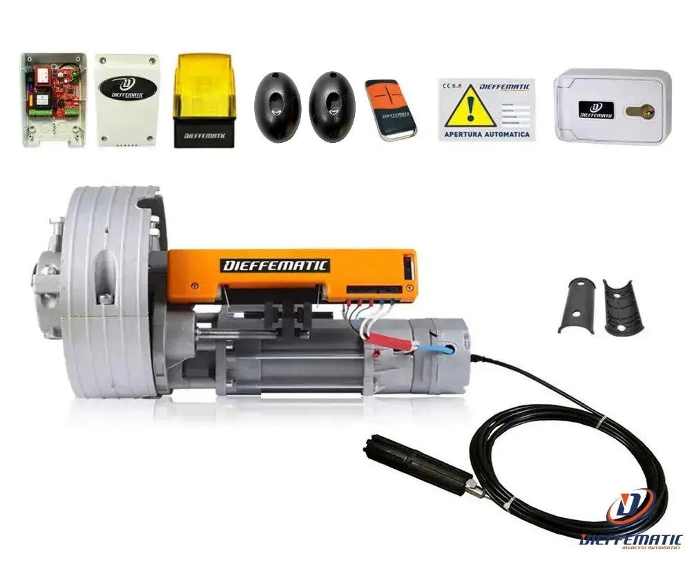 KIT 140KG SERRANDA CENTRALINA TELECOMANDO FOTOCELLULE LAMPEGGIANTE BLINDINO