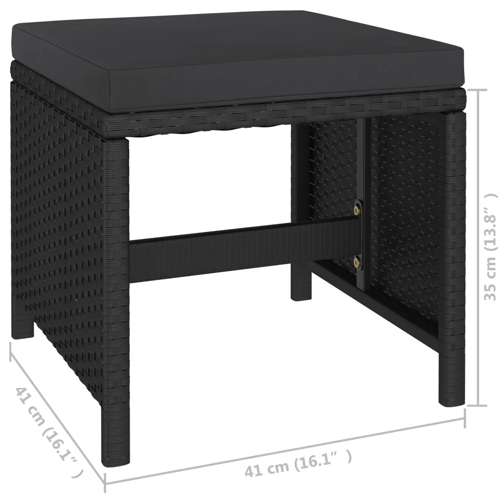 Set da Pranzo da Giardino 6 pz con Cuscini in Polyrattan Nero 315988