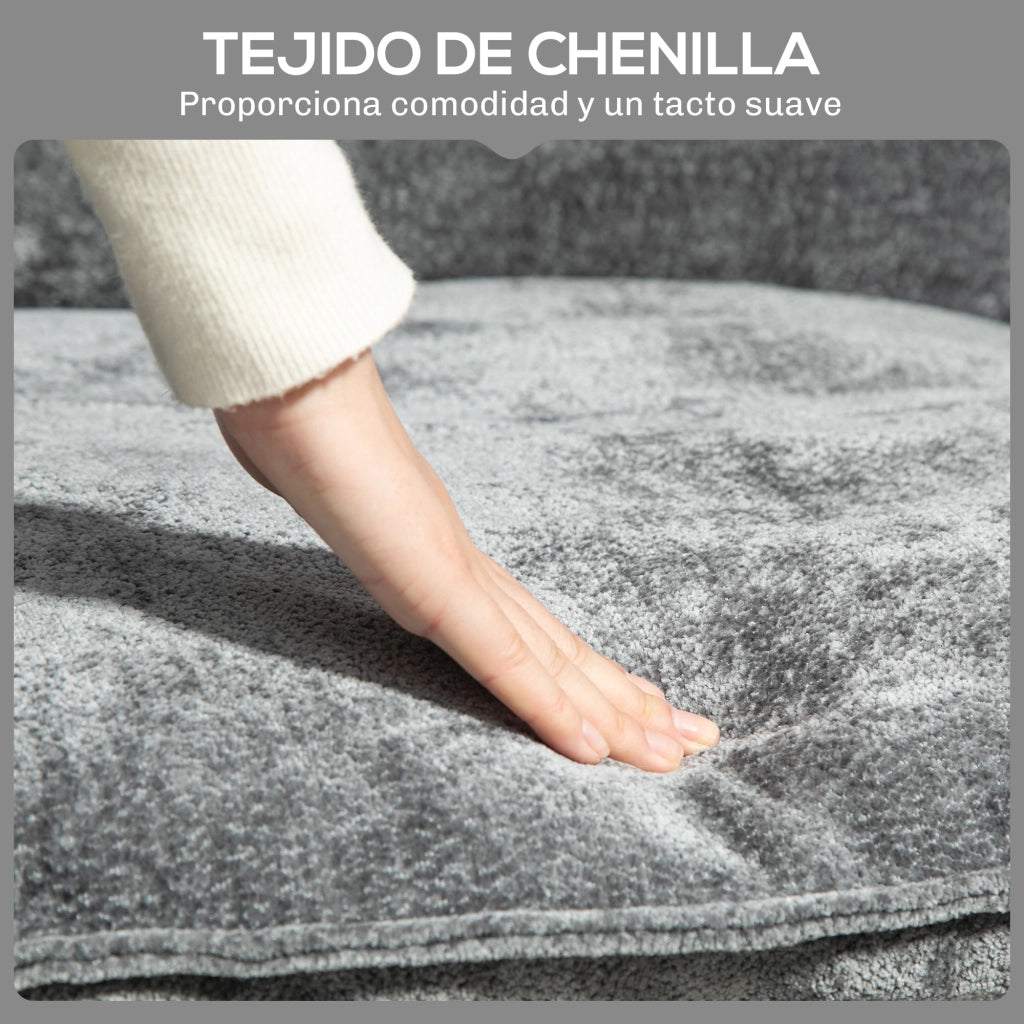 Poltrona Relax Moderna con Tappezzeria in Chenille e Struttura in Acciaio ¨C Zephmum ¨C Grigio 68x76x81 cm