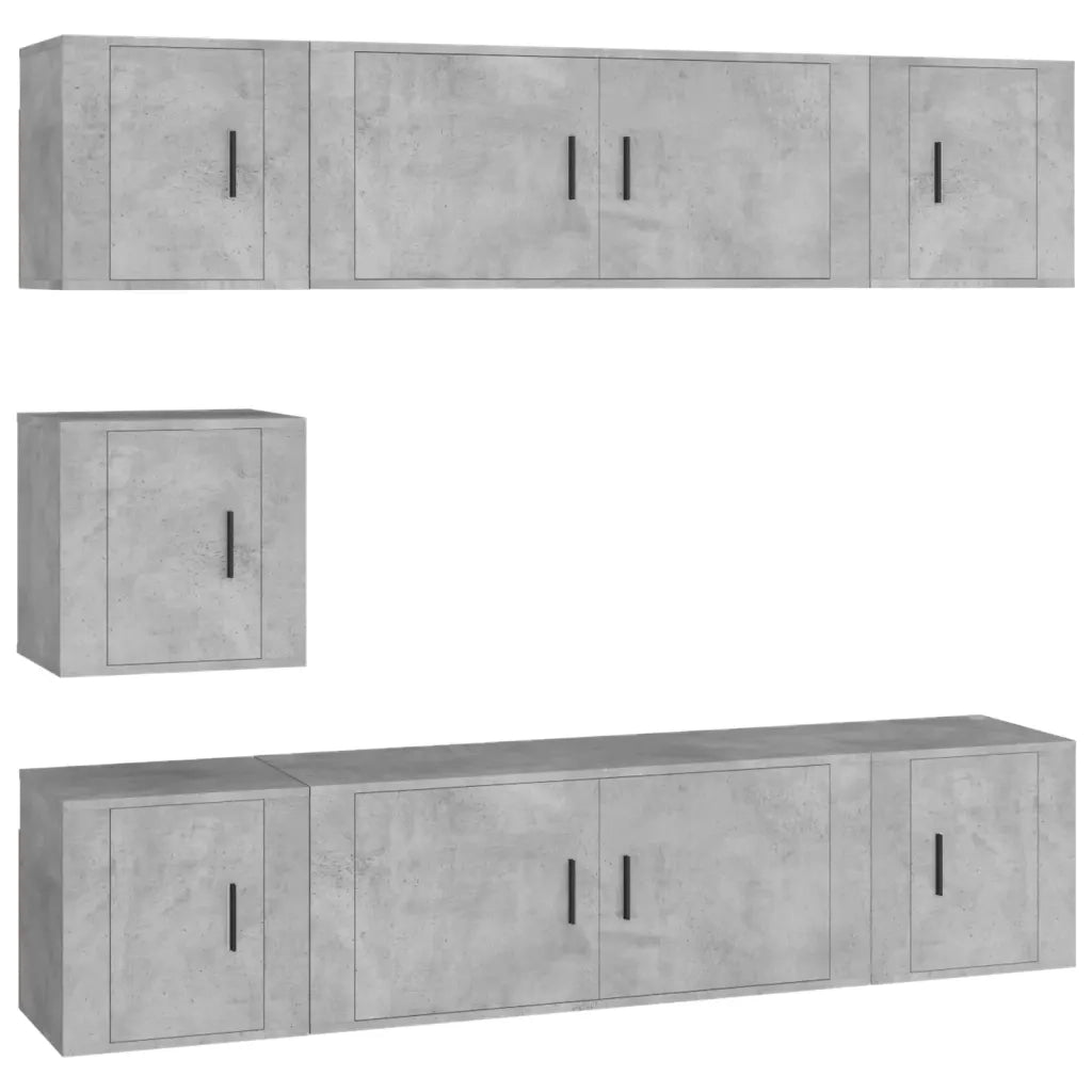 Set di Mobili Porta TV 7 pz | Armadietto TV | Mobile Porta TV Grigio Cemento in Legno Multistrato