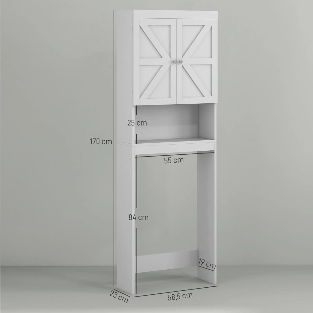 Armadio da Bagno 2 Porte con Ripiani ¨C zephmum ¨C 58.5x23x170 cm Bianco