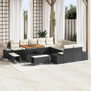 Set Divano da Giardino con cuscino 13 pcs Nero polyrattan