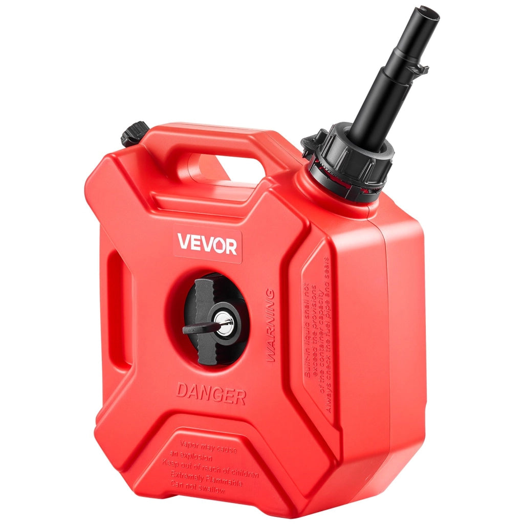 Tanica per carburante 5L in HDPE rosso con beccuccio e staffa di supporto con serratura, tanica benzina robusta e portatile per auto, moto e ATV