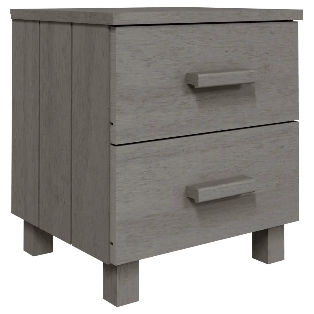 Set di 2 Comodini | Armadio da Notte | Mobiletto da notte HAMAR Grigio Chiaro 40x35x44,5 cm Legno di Pino
