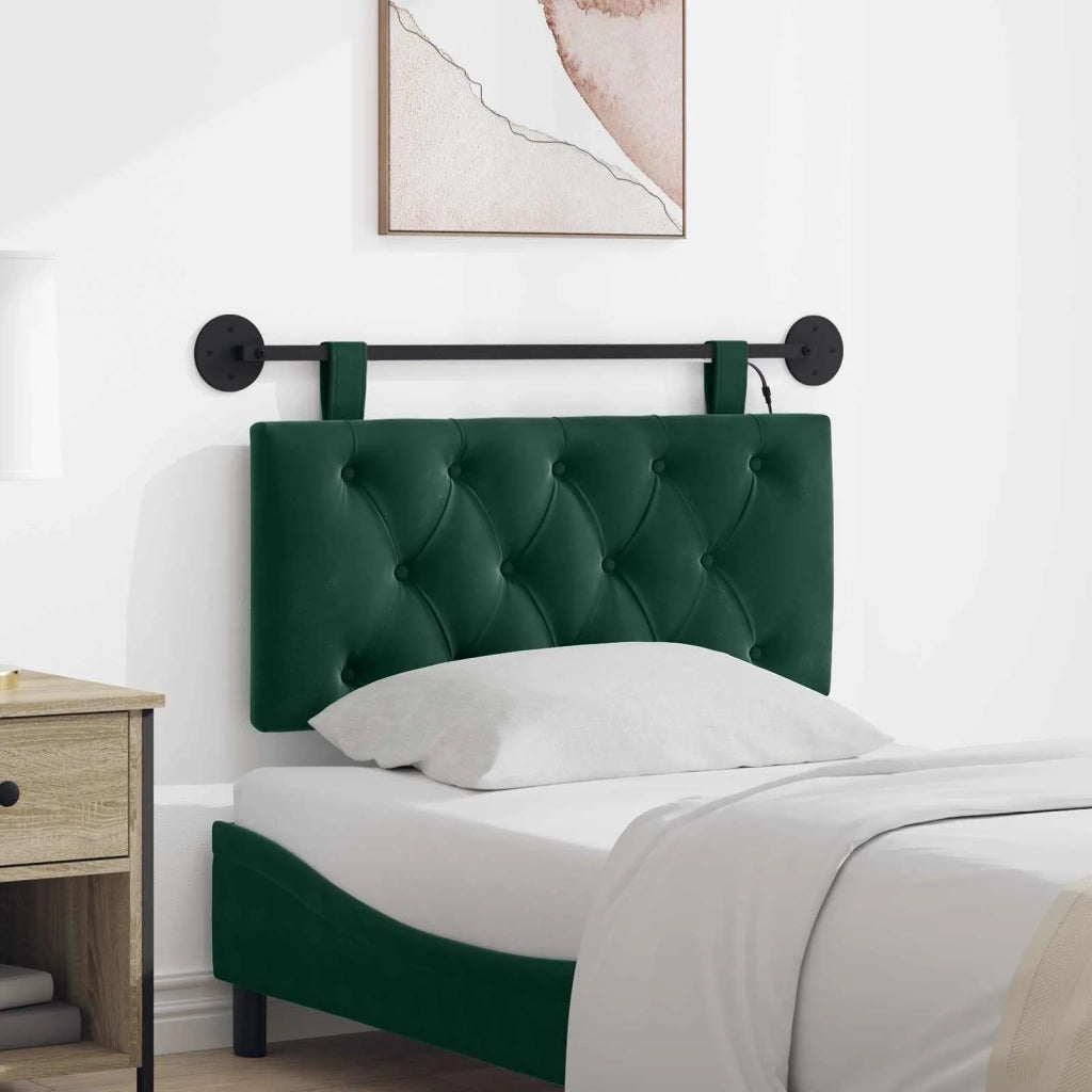 Testiera sospesa Con luce LED Verde Scuro Velluto