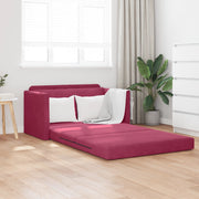 Divano Letto da Terra 2-in-1 Rosso Vino 124x204x61 cm Velluto