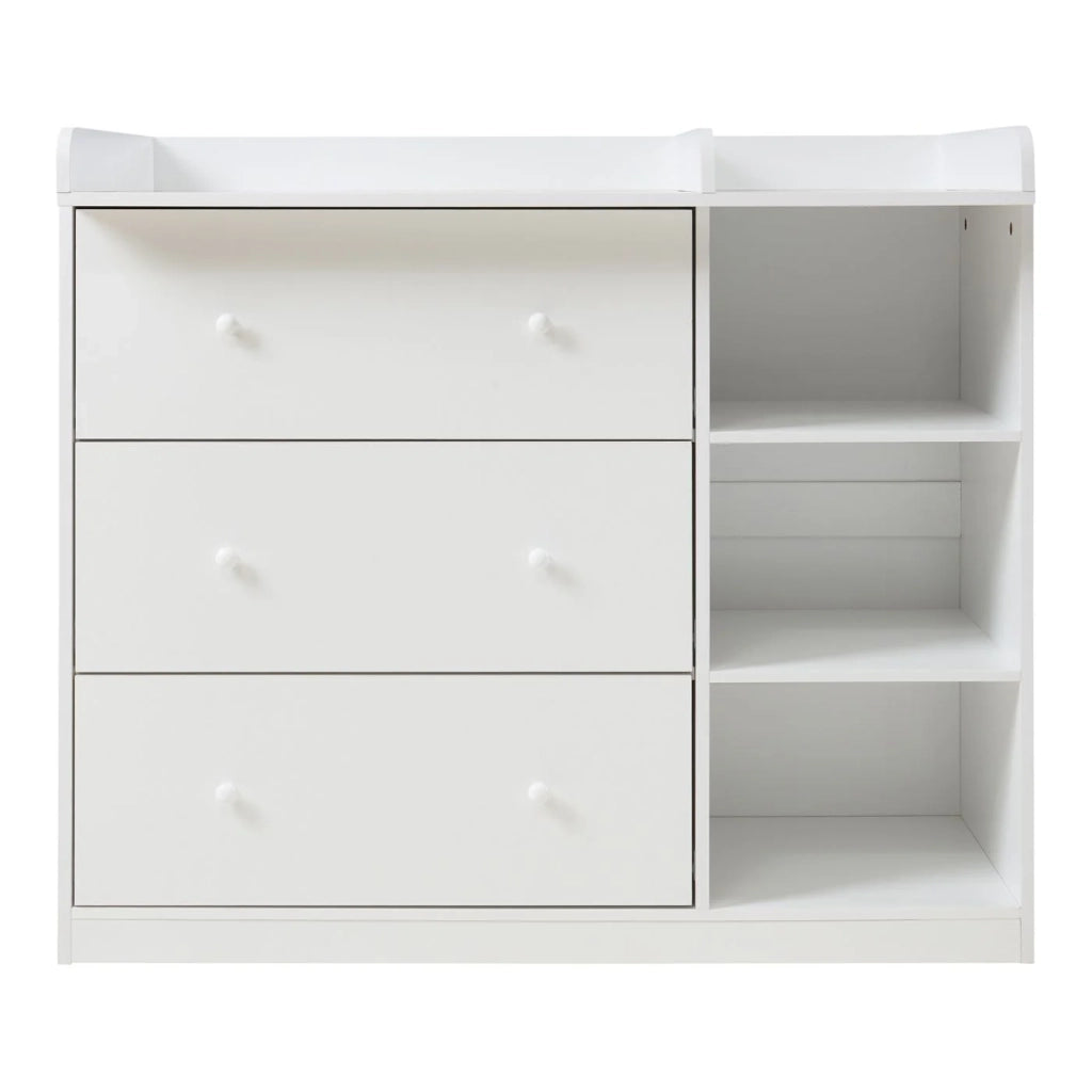 Cassettiera pratico mobile contenitore per ingresso soggiorno o spogliatoio con fasciatoio in MDF bianco 03_0009321