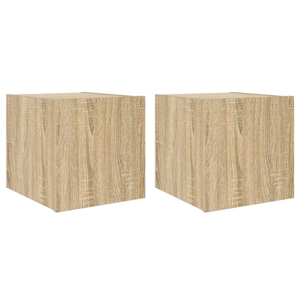 Mobili TV a Parete con Luci LED 2pz Rovere Sonoma 30,5x35x30 cmcod mxl 86189