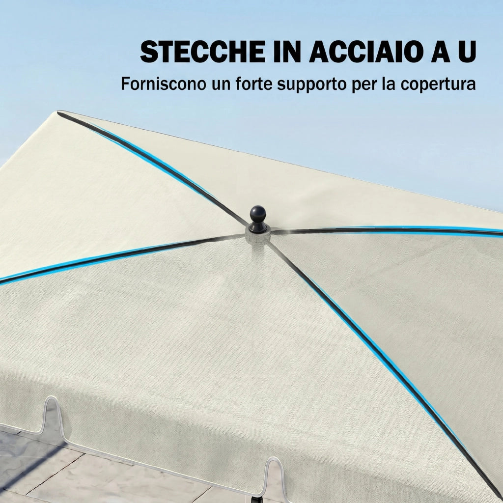 Ombrellone da Giardino Rettangolare ¨C zephmum ¨C Beige e Nero 2x1.3 m