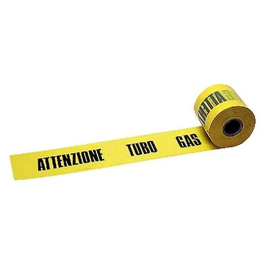 NASTRO SEGNALETICO 'ATTENZIONE TUBO GAS' cm 10x200 mt