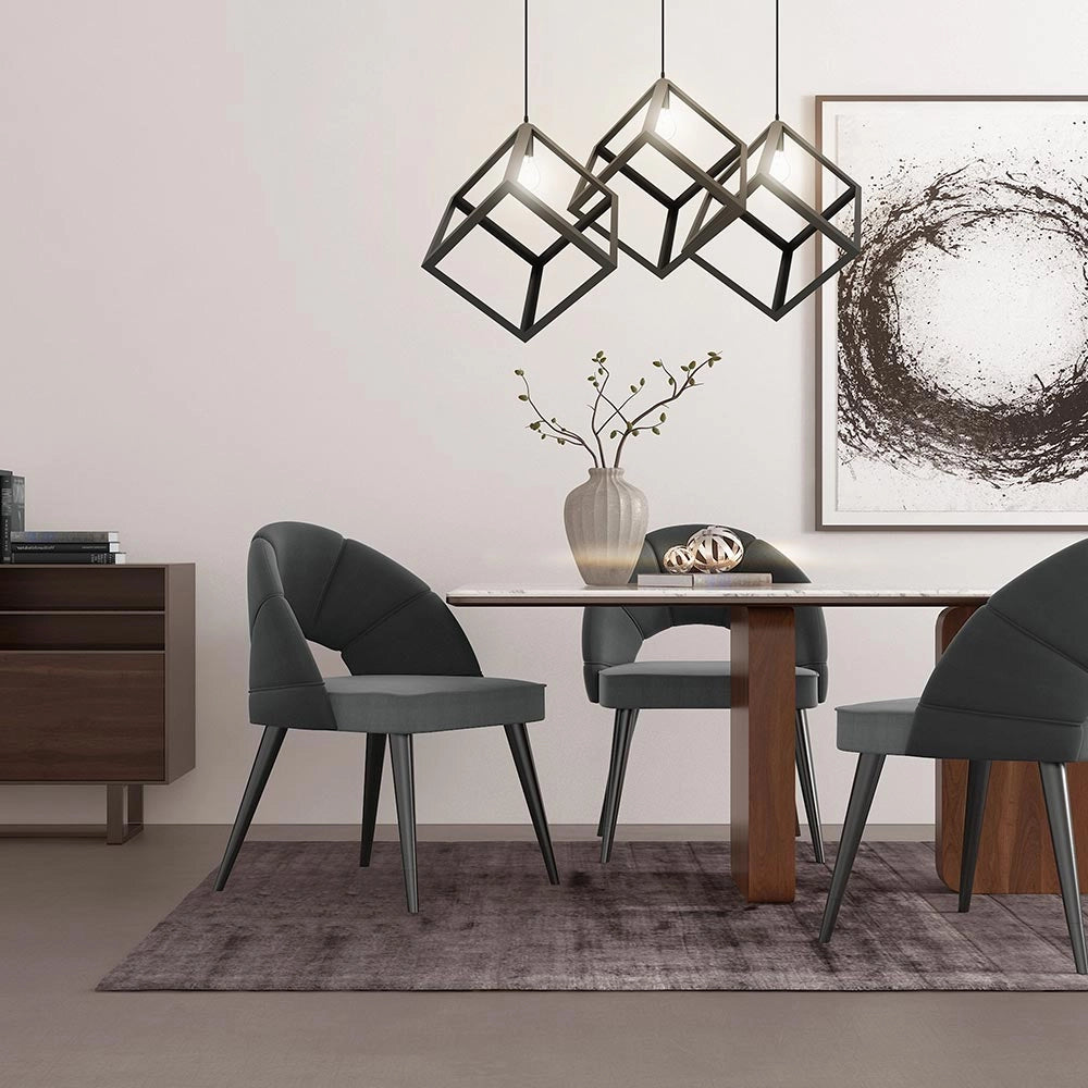 Lampadario Lampada Sospensione Cubo 28cm Design Moderno Paralume Metallo Nero