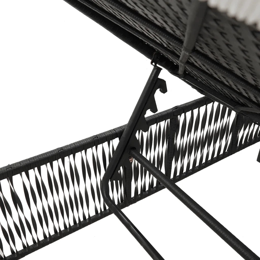 Lettini Prendisole 2 pz con Tavolino Nero in Polyrattan 4002746