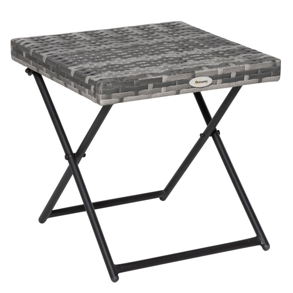 Tavolino da esterno in rattan pieghevole ¨C zephmum ¨C grigio 40x40x40 cm