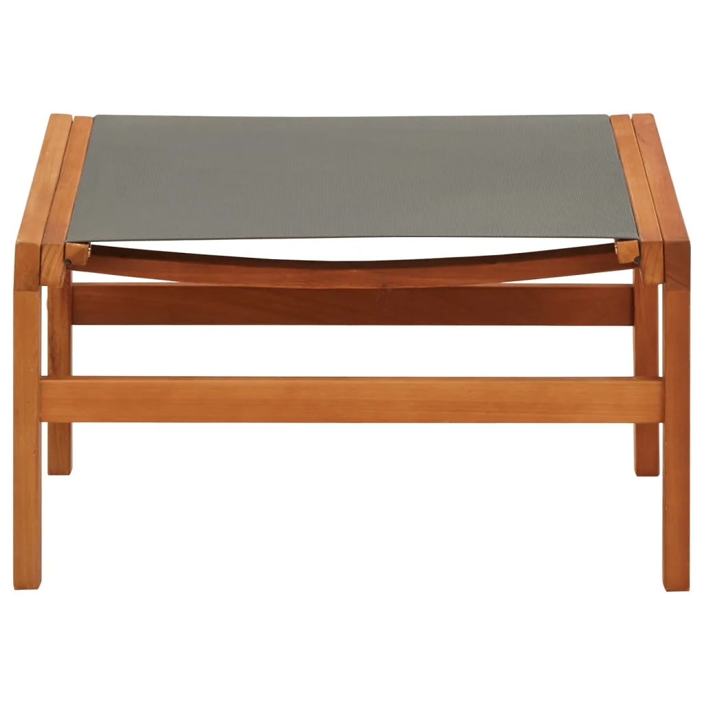 Sedia da Giardino con Pouf Grigia Eucalipto e Textilene  cod mxl 20426