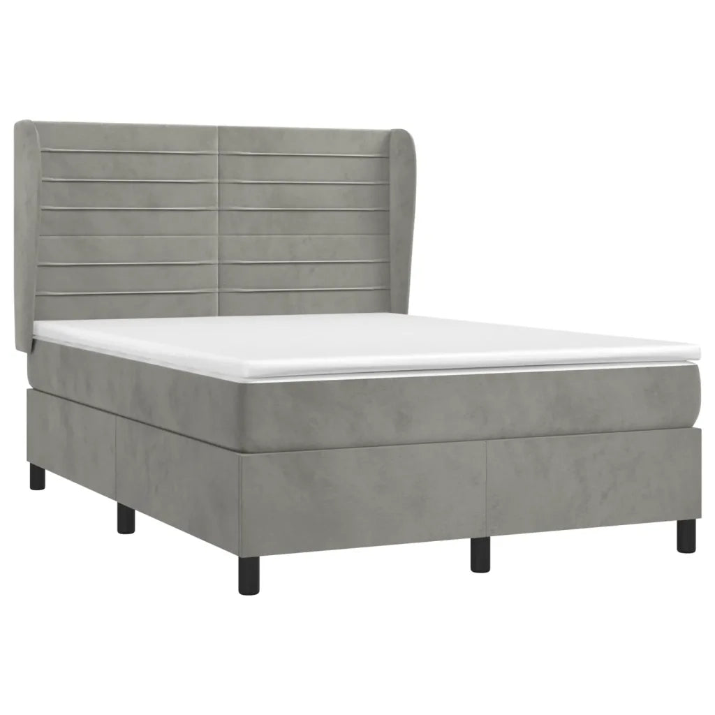 Giroletto a Molle con Materasso Grigio Chiaro 140x200cm Velluto 3129273