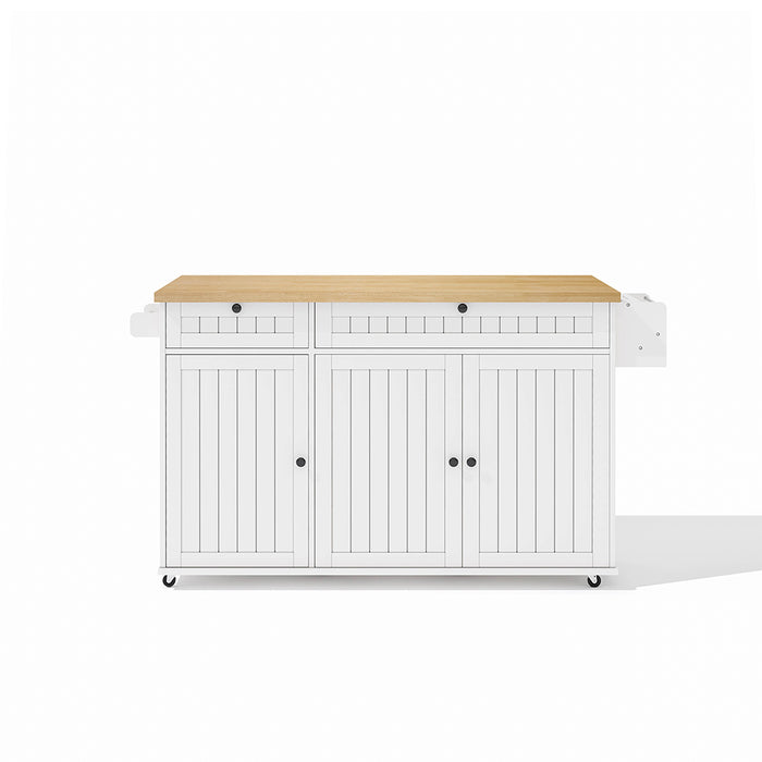 Isola cucina 6 ruote - Xylo - 137x89x45cm bianco 2 cassetti