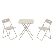 Set Bistr¨° 3 Pezzi Pieghevole - Zephmum- Beige, 2 Sedie e 1 Tavolo, Resistente alle Intemperie