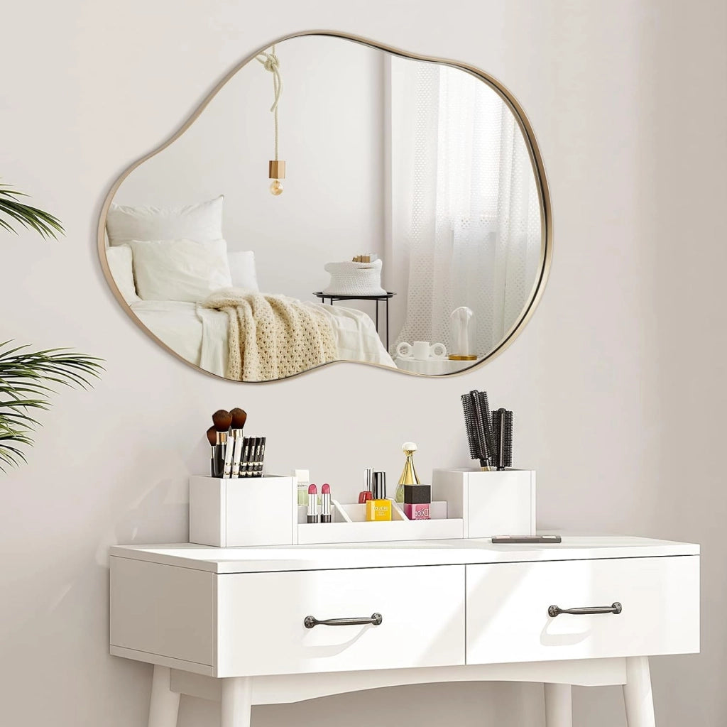 Specchio da Parete 78x56 cm, Specchio da Bagno a Forma Irregolare con Base Posteriore Premium, Specchio Decorativo per Soggiorno Ingresso Bagno (78 x 56 cm)