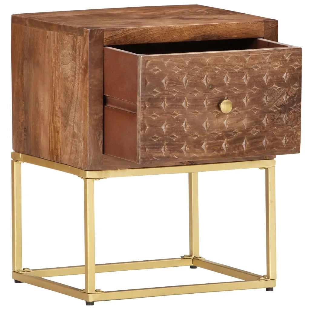 Comodino 40x30x50 cm in Legno Massello di Mango cod mxl 30769