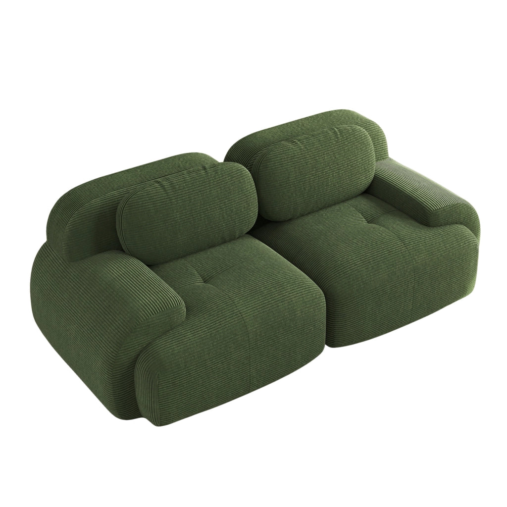 Divano modulare angolare in corduroy verde