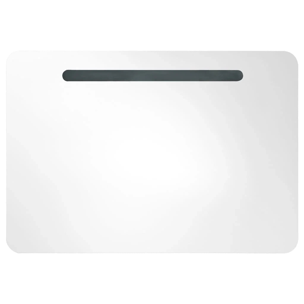 Mobiletto da bagno con specchio LED 80 x 9,5 x 55 cm MDF bianco 02_0006570
