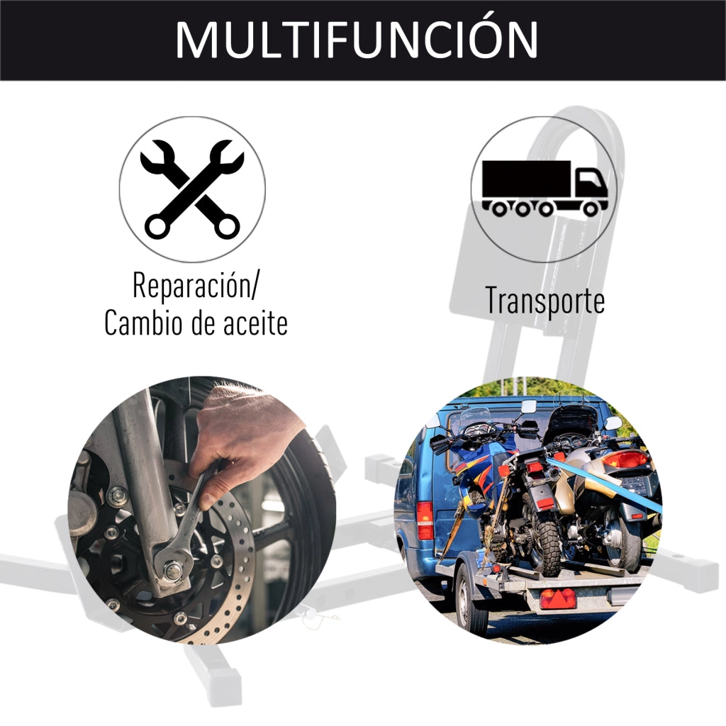 Cavalletto per Moto Anteriore Regolabile in 3 Altezze ¨C zephmum ¨C Nero, Metallo, ?43-53 cm