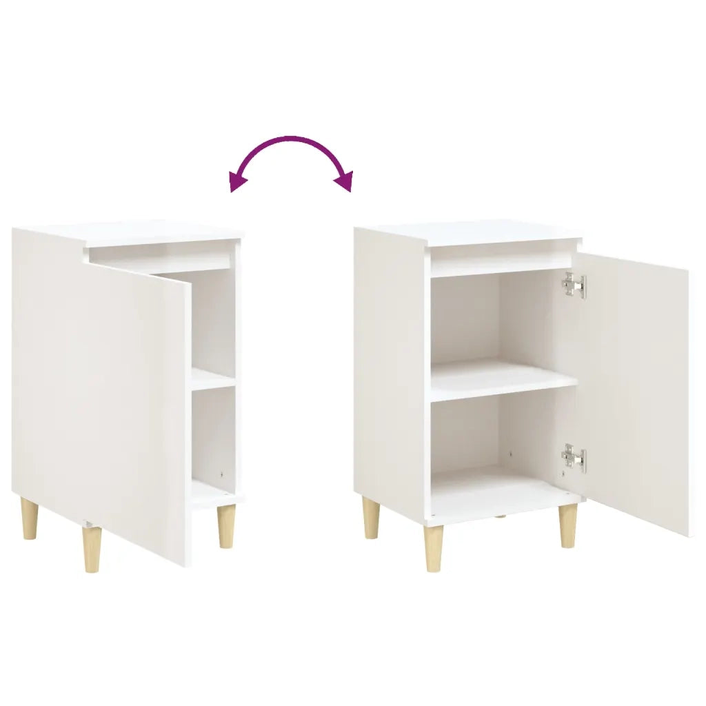 Comodini 2 pz-Set di 2 Tavolino da notte Bianco Lucido 40x35x70 cm in Legno Multistrato